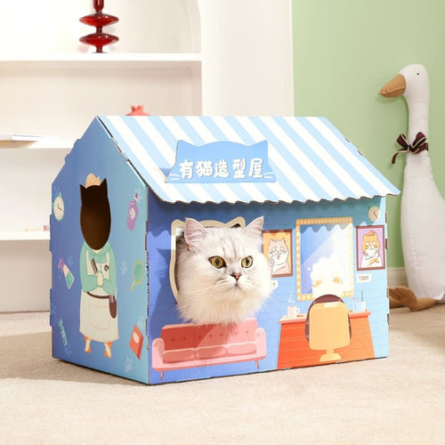 Dailypets Cardboard Cat Lounge – Playhouse & Scratching Bed