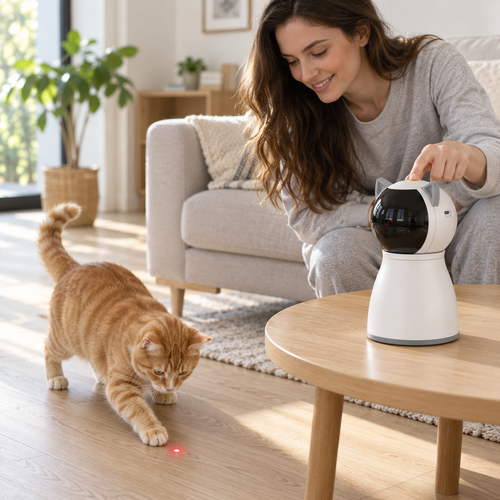 POUPIPETS Automatic Cat Laser Toy, 3 Speed Modes with Random Motion & Adjustable Angle