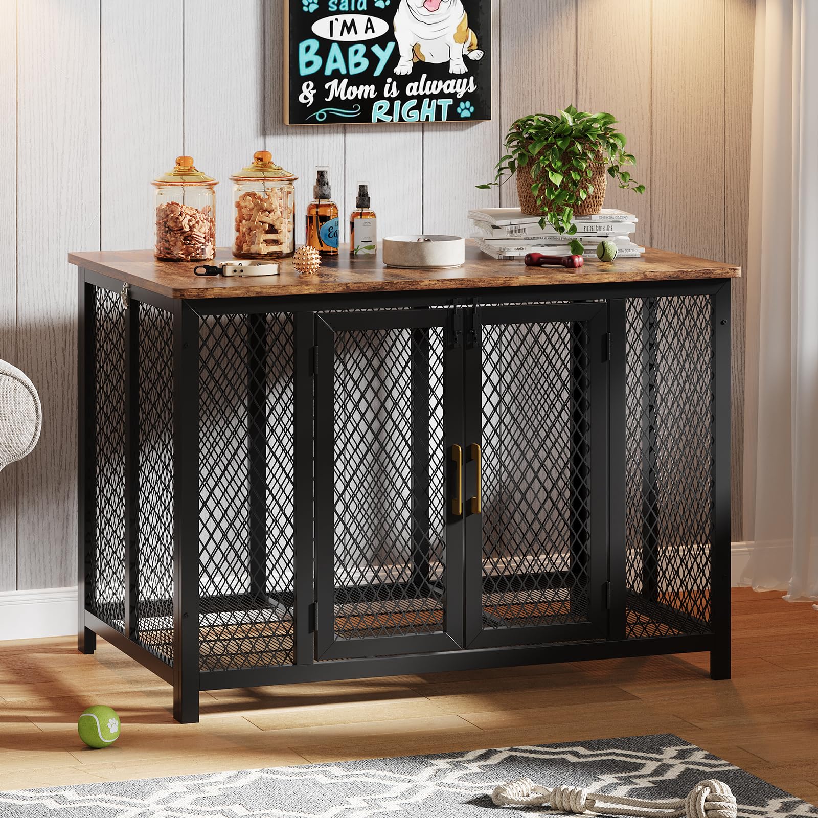 Dailypets Indoor Dog Crate Furniture with Removable Tray and Heavy Duty Frame