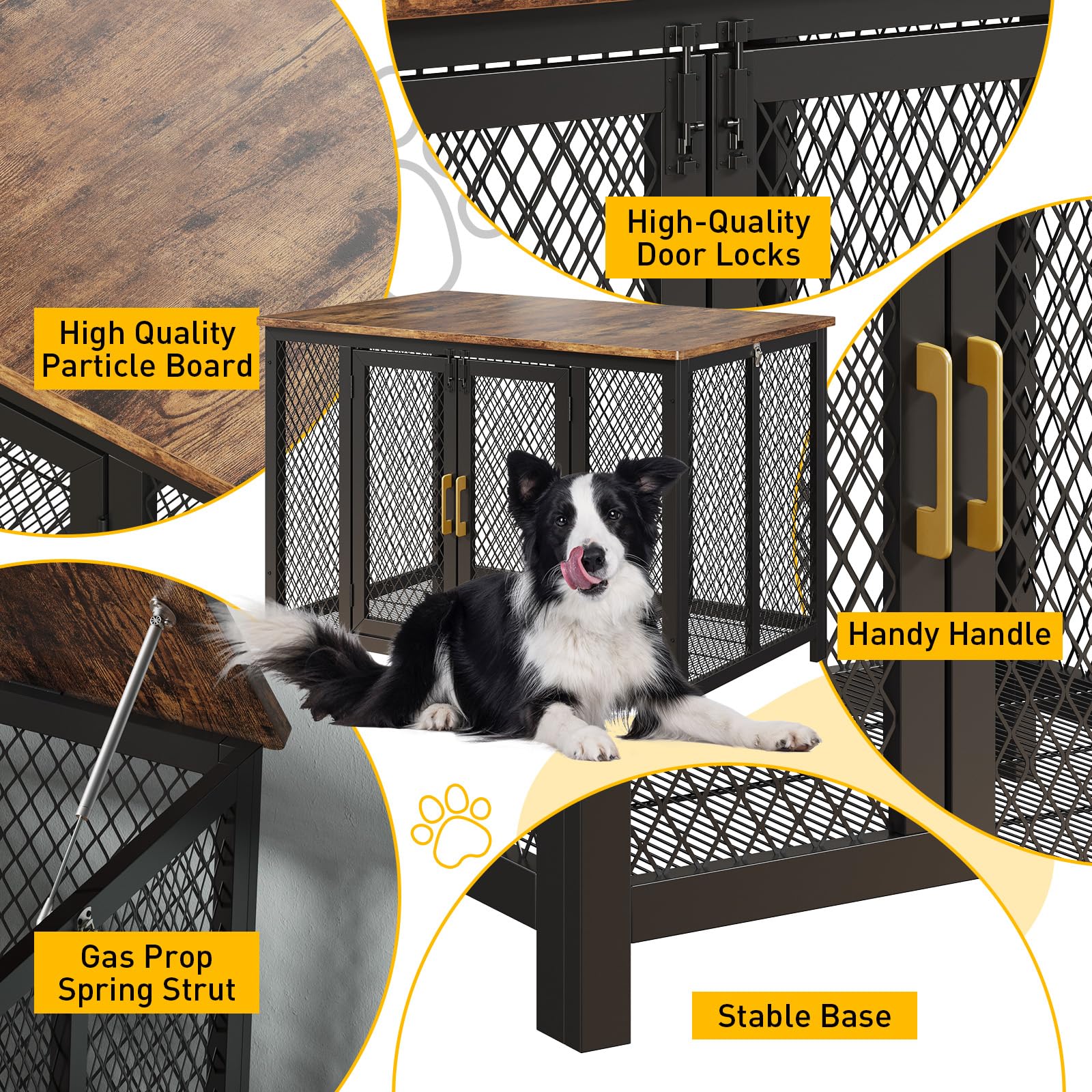 Dailypets Indoor Dog Crate Furniture with Removable Tray and Heavy Duty Frame