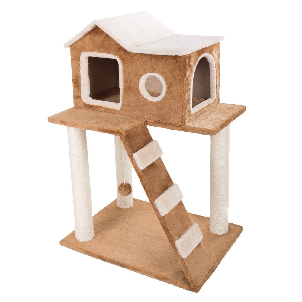 Dailypets Cat Tree House – 34.5" Indoor Cat Tower with Cozy Condo, Climbing Ramp & Scratcher