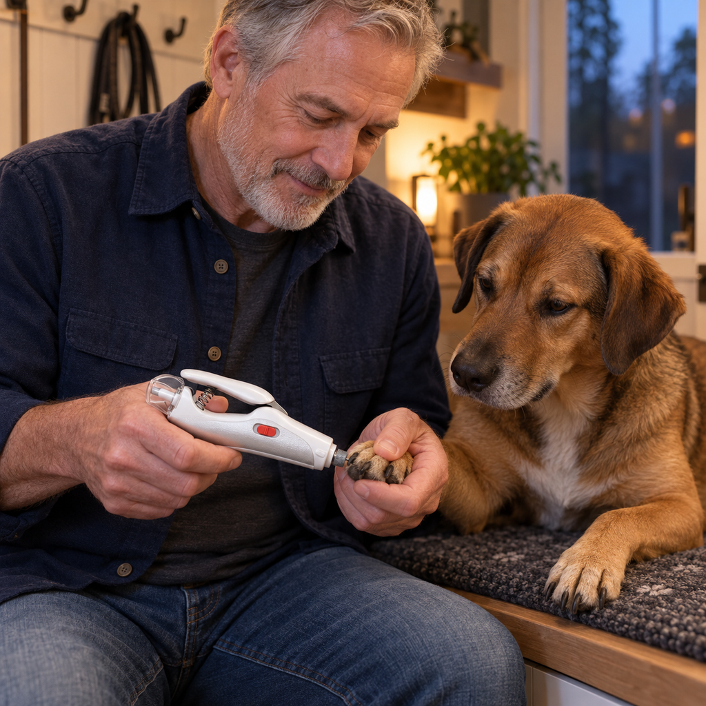 POUPIPETS Pet Nail Clippers – 2-in-1 LED Dog & Cat Clipper with Nail Grinder
