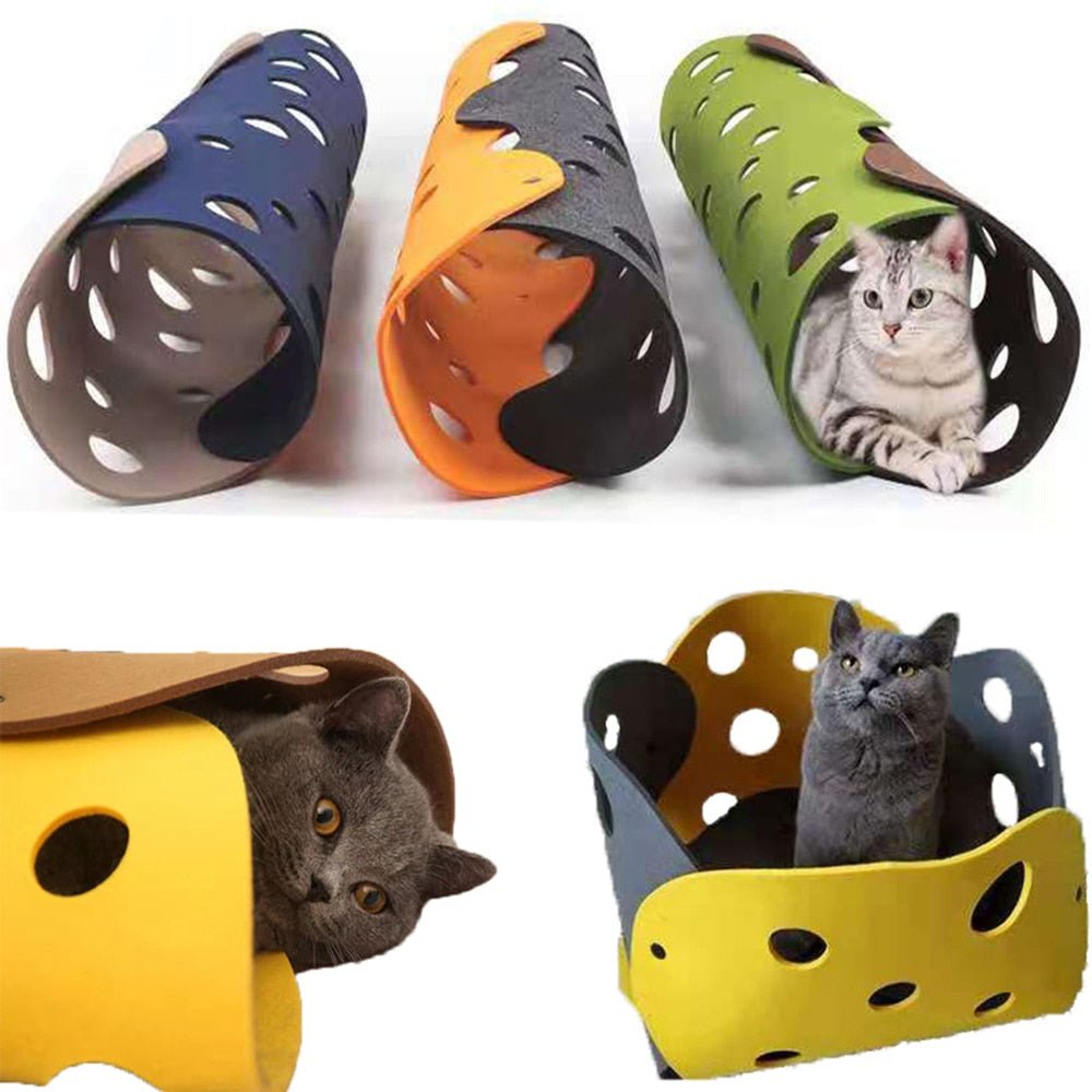 Dailypets Collapsible Felt Cat Tunnel – Foldable Interactive Play Tunnel for Indoor Cats