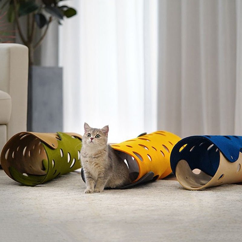 Dailypets Collapsible Felt Cat Tunnel – Foldable Interactive Play Tunnel for Indoor Cats