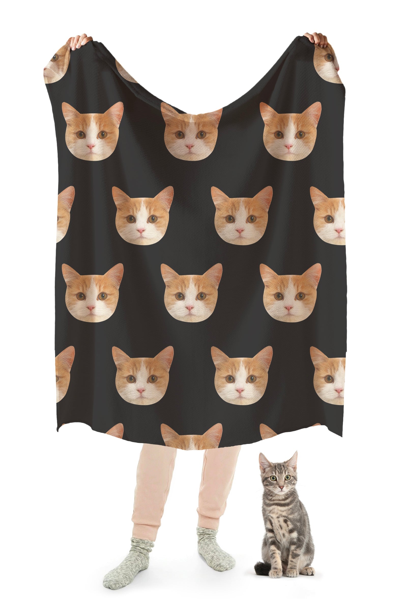 Dailypets Custom Pet Blanket with Repeating Photo Print Design