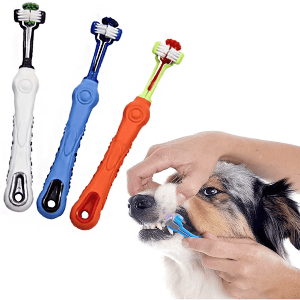 Dailypets Pet Toothbrush with Three-Sided Brush Head for Faster Dog and Cat Cleaning