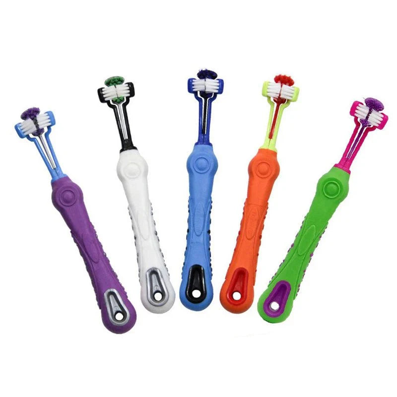 Dailypets Pet Toothbrush with Three-Sided Brush Head for Faster Dog and Cat Cleaning