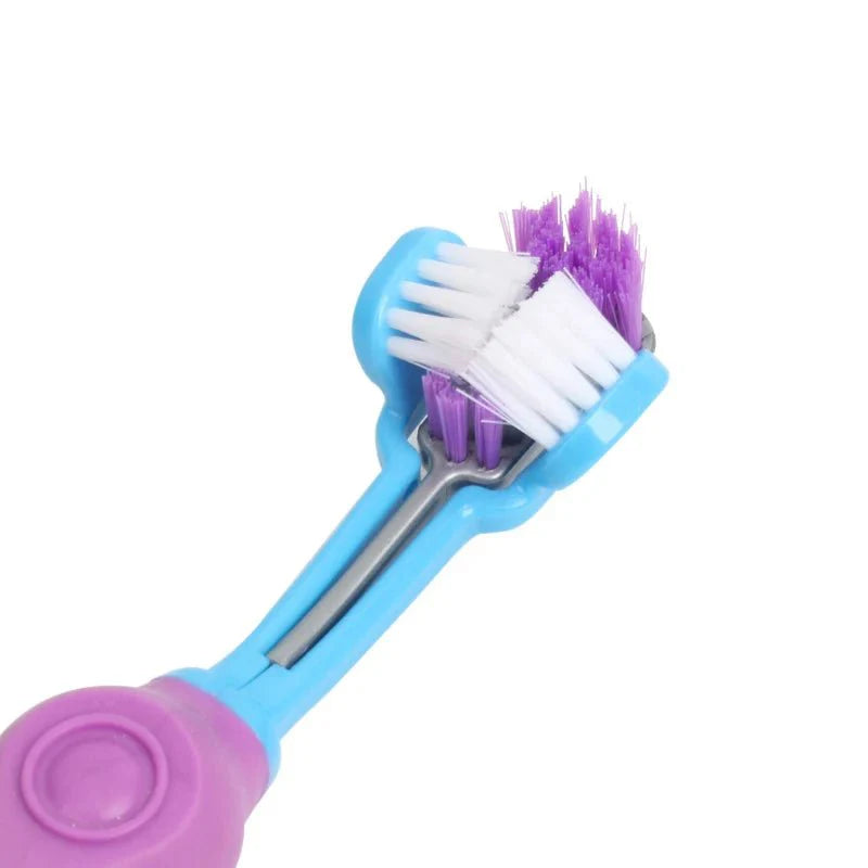 Dailypets Pet Toothbrush with Three-Sided Brush Head for Faster Dog and Cat Cleaning