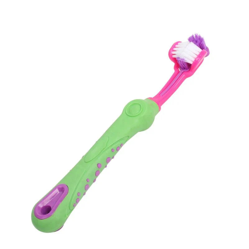 Dailypets Pet Toothbrush with Three-Sided Brush Head for Faster Dog and Cat Cleaning