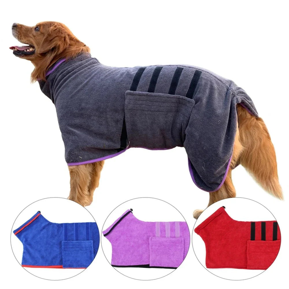 Dailypets Adjustable Microfiber Pet Bathrobe for Dogs and Cats with Quick-Dry Design