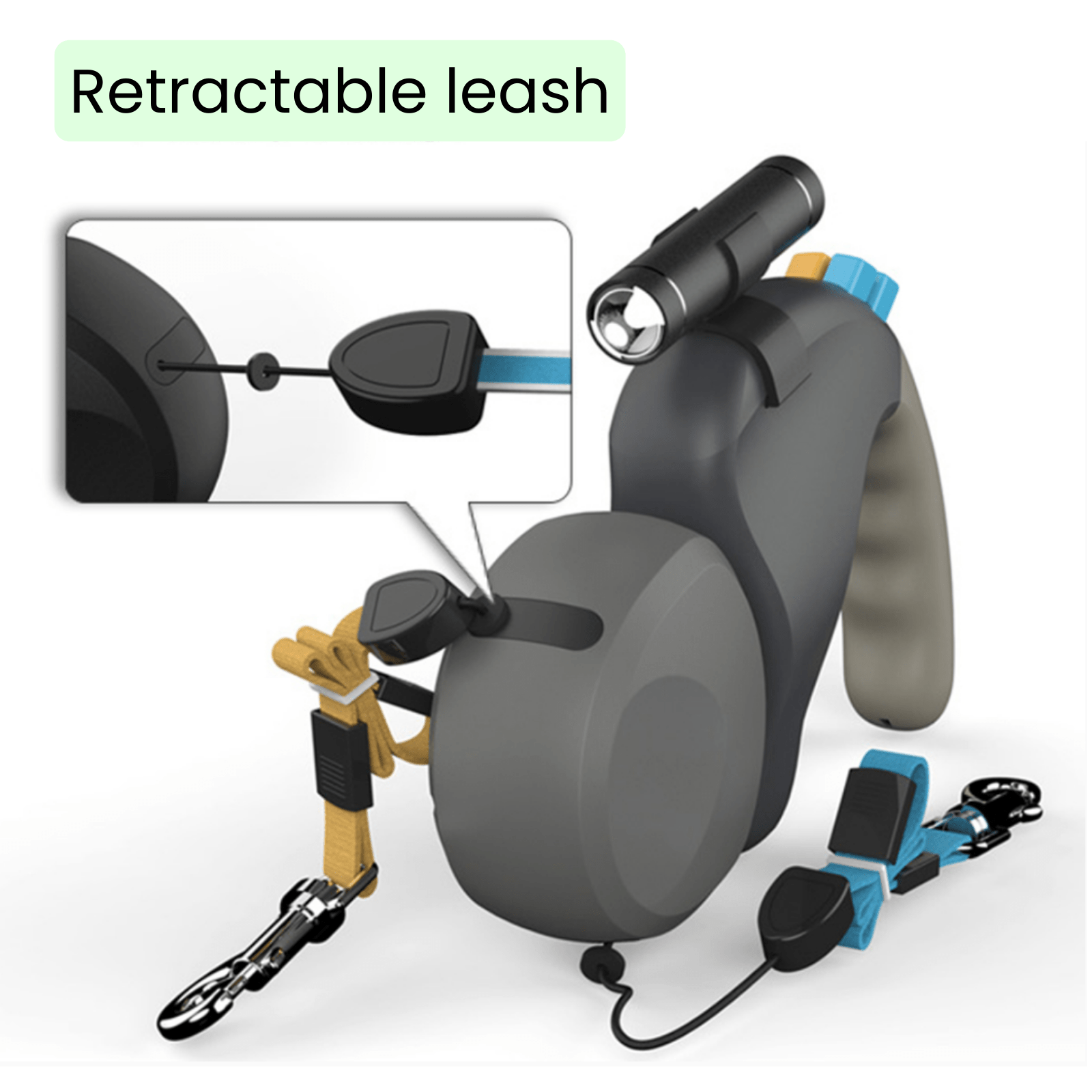 Dailypets Dual Retractable Dog Leash with 360° Swivel and Independent Brake Controls