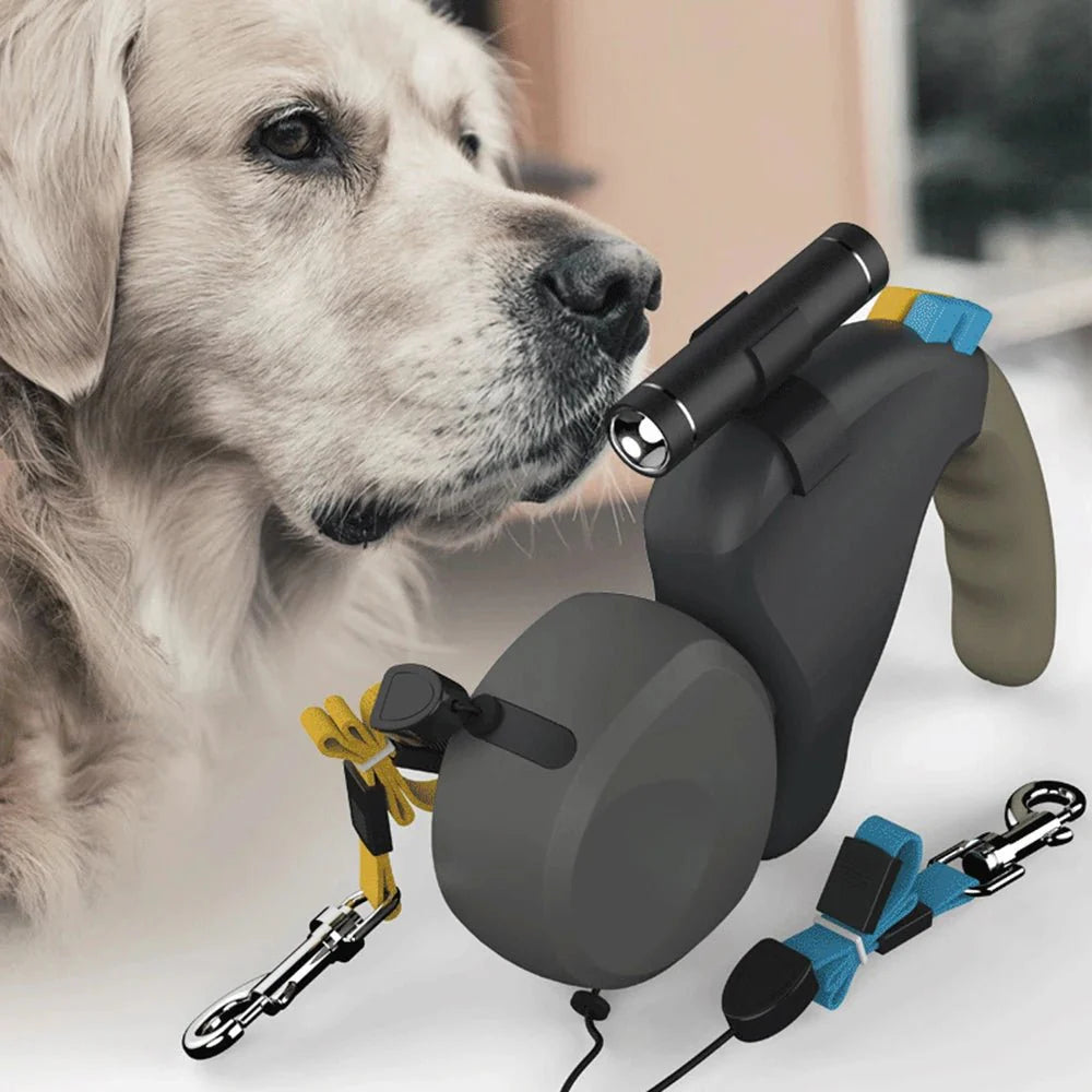 Dailypets Dual Retractable Dog Leash with 360° Swivel and Independent Brake Controls