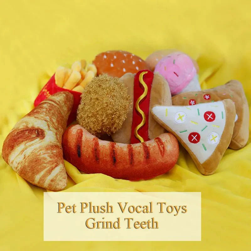 Dailypets Plush Burger & Fries Dog Toy with Squeaker for Playtime