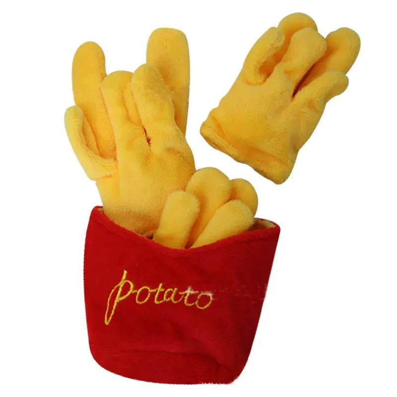Dailypets Plush Burger & Fries Dog Toy with Squeaker for Playtime
