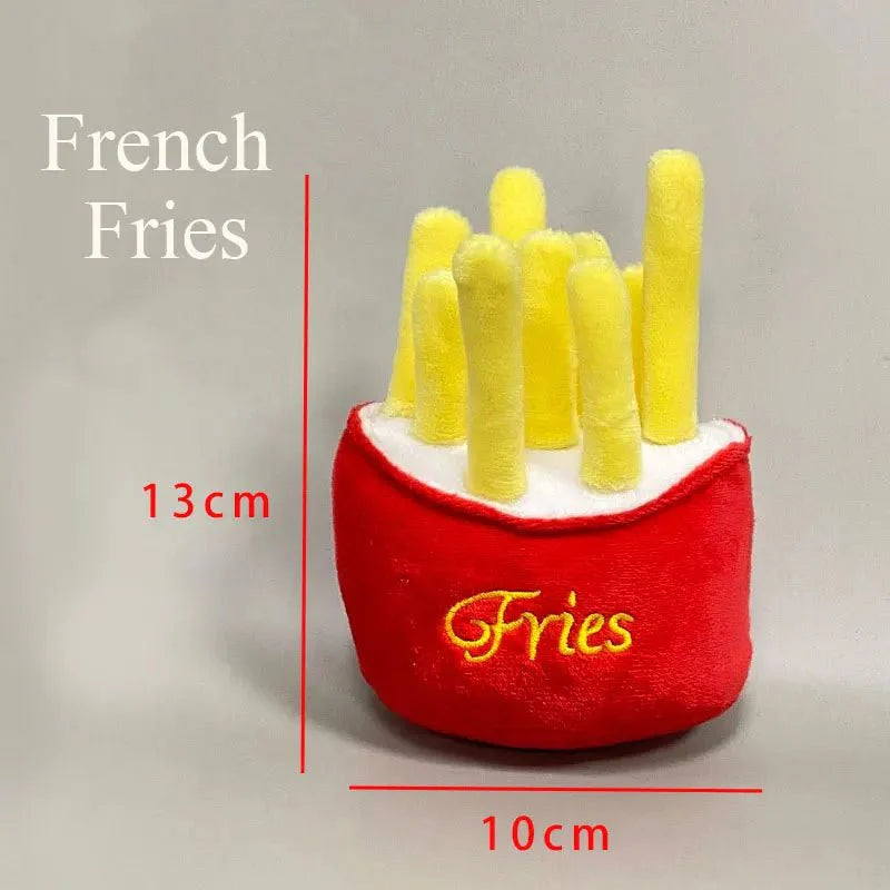 Dailypets Plush Burger & Fries Dog Toy with Squeaker for Playtime