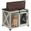 Dailypets 37-Inch Dog Crate Furniture with Sliding Barn Door and Flip-Top Access