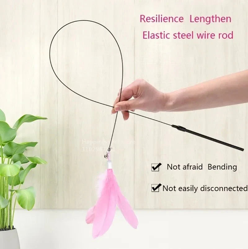 Dailypets Interactive Feather Wand for Cats with Suction Cup & Bell Toy for Indoor Play