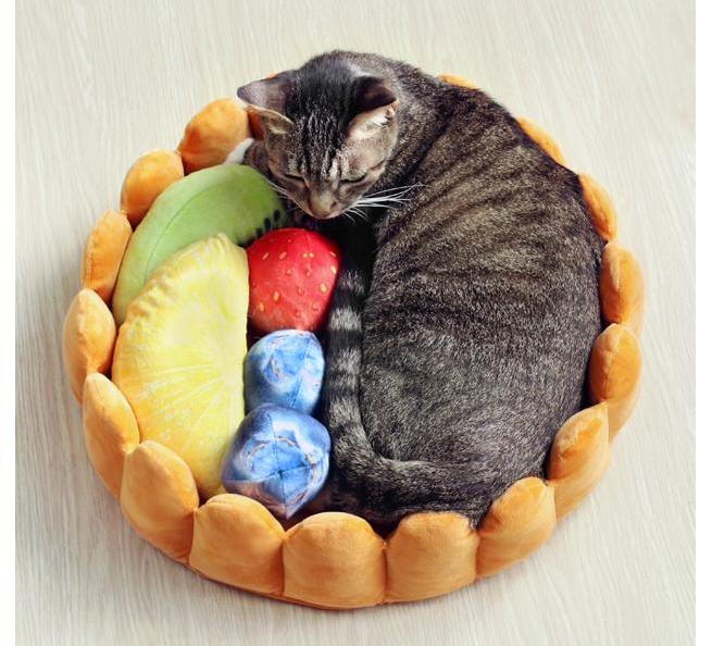 Dailypets Soft Plush Cat Bed with Toy Cushions