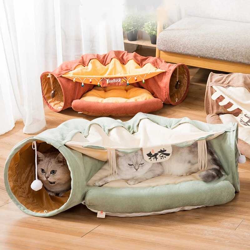 Dailypets Cat Tunnel Bed – Cozy Plush Hideout for Play & Rest