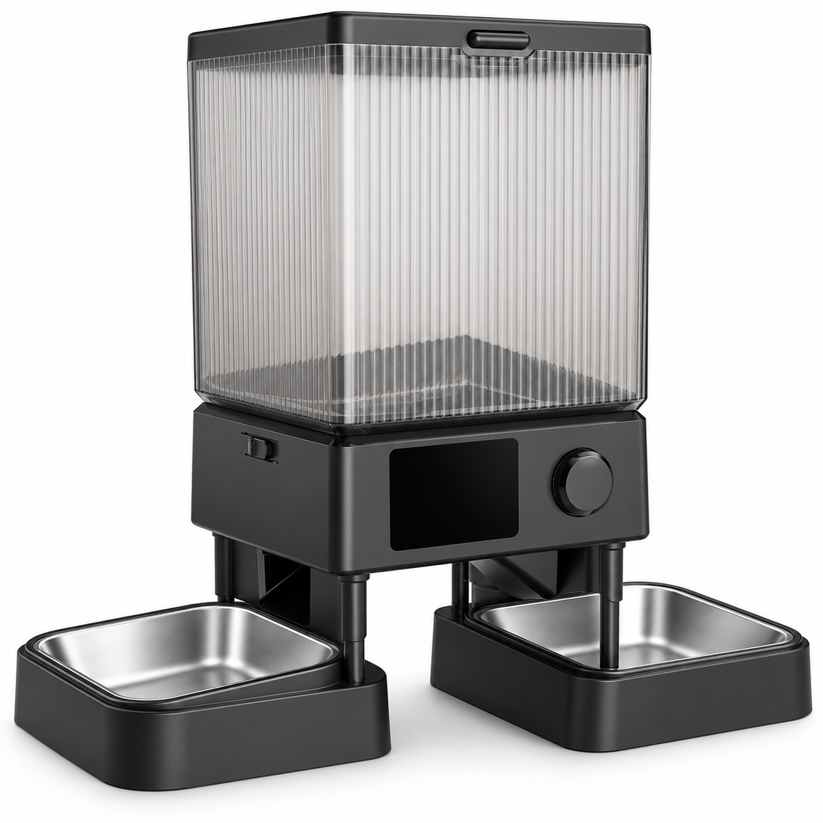 POUPIPETS Automatic Pet Feeder – Smart Timed Food Dispenser with Dual Bowls for 2 Cats