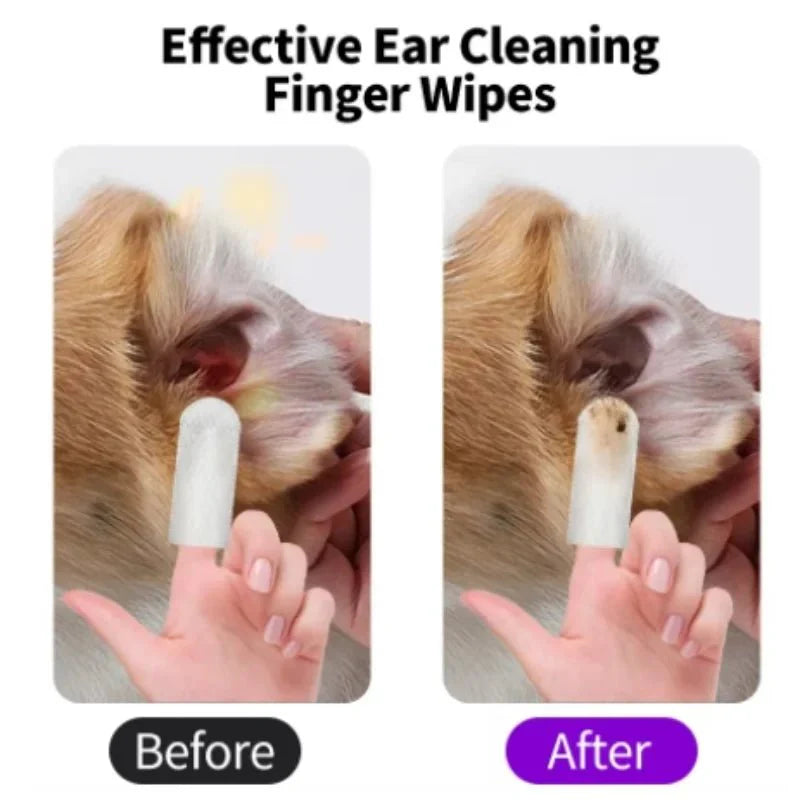 Dailypets Pet Ear Cleaning Wipes with Finger Design for Dogs and Cats Daily Care