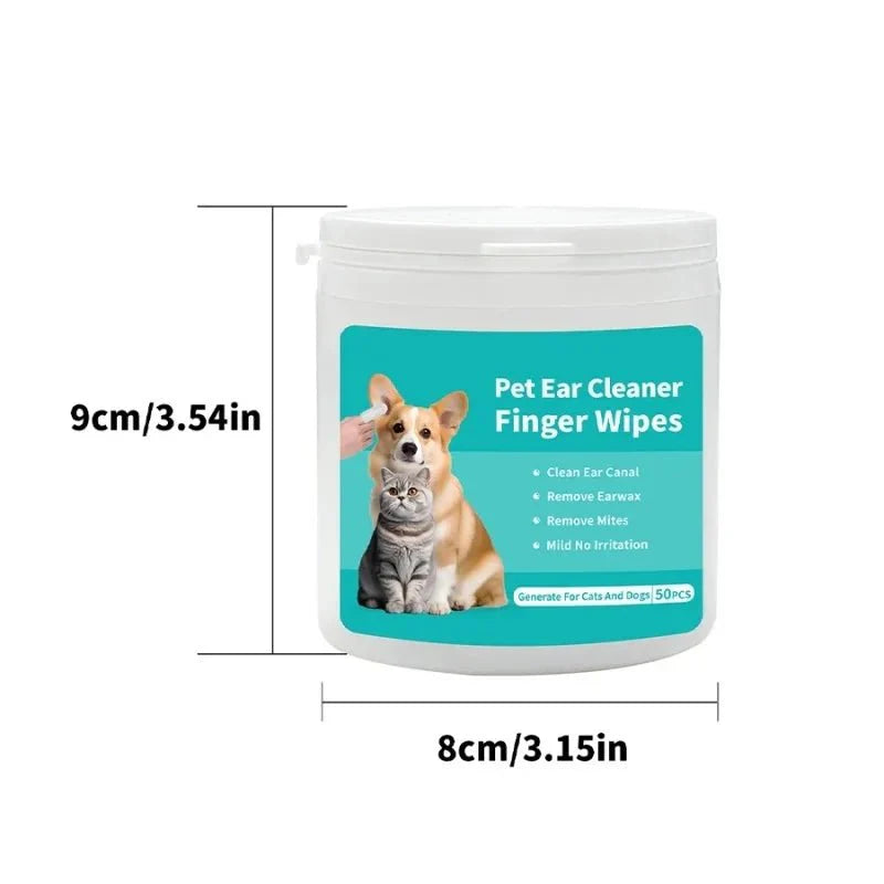 Dailypets Pet Ear Cleaning Wipes with Finger Design for Dogs and Cats Daily Care