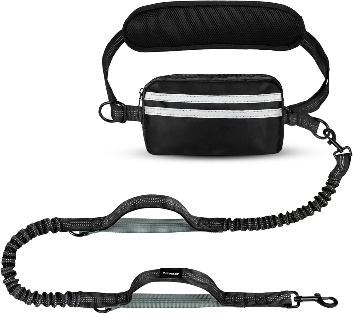 Dailypets Hands-Free Double Dog Leash with Adjustable Waist Belt and Storage Pouch