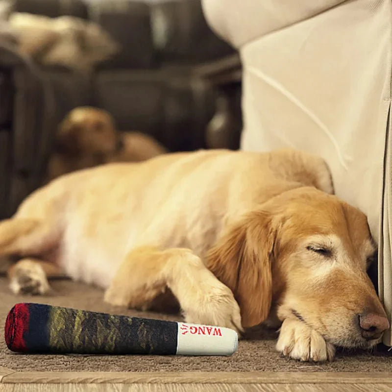 Dailypets Plush Cigar Dog Toy with Squeaker for Chewing & Play