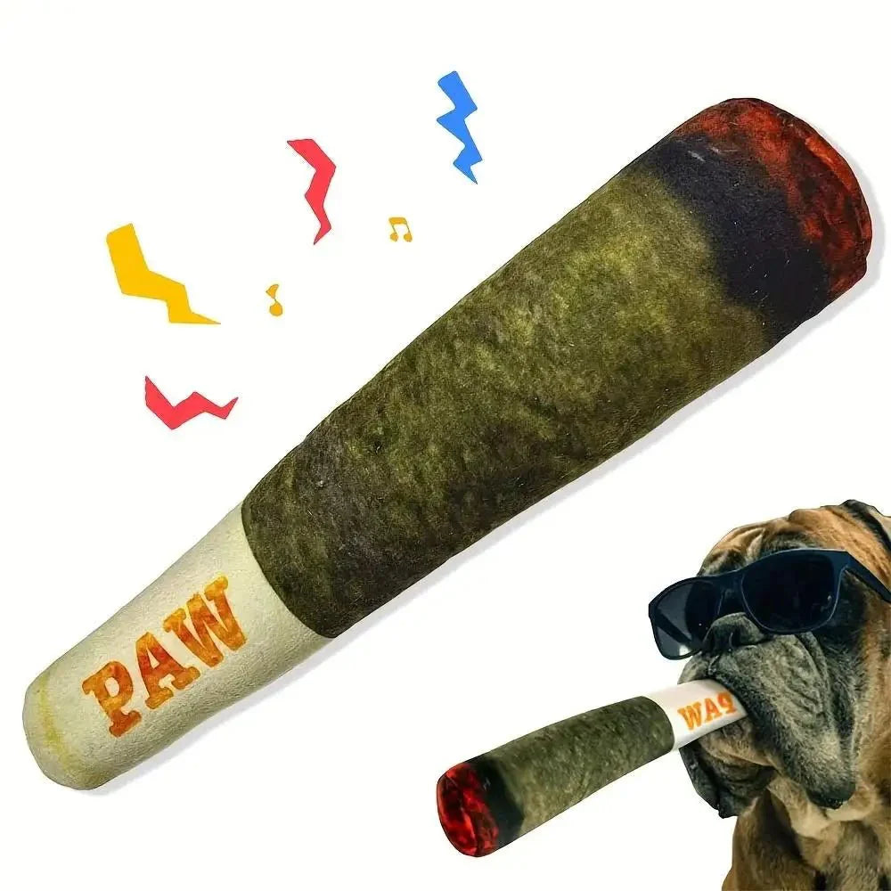 Dailypets Plush Cigar Dog Toy with Squeaker for Chewing & Play