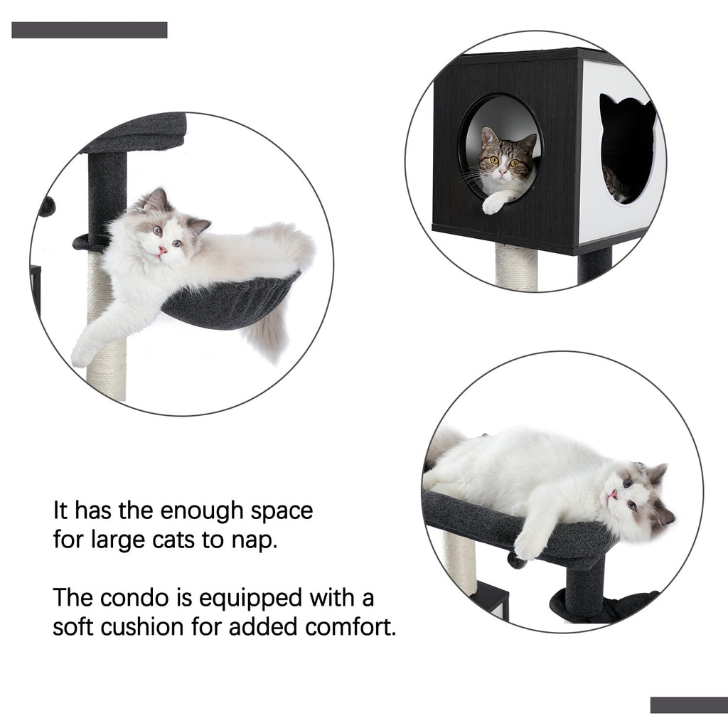 Dailypets Modern Cat Tree with Hidden Litter Box Enclosure – Multi-Level Cat Tower for Indoor Cats