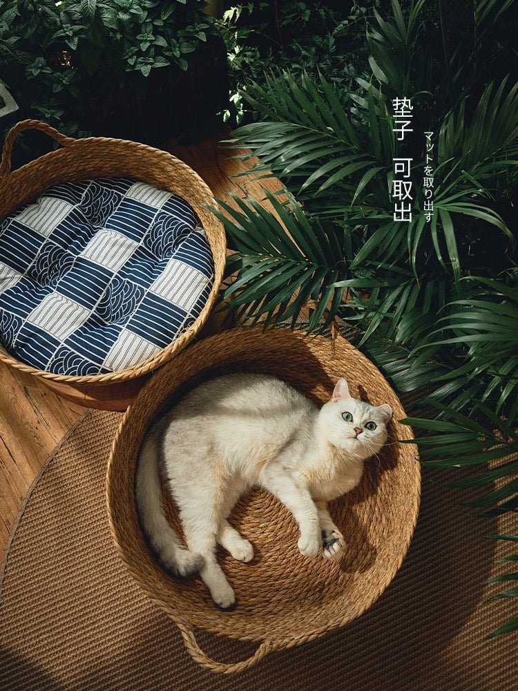 Dailypets Woven Cat Retreat – Cozy Basket Bed for Indoor Cats