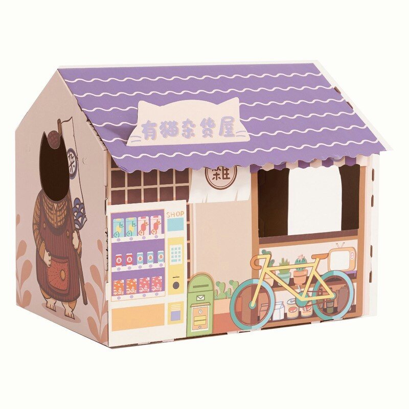 Dailypets Japanese Style Cardboard Cat House – Durable Cat Bed & Play House