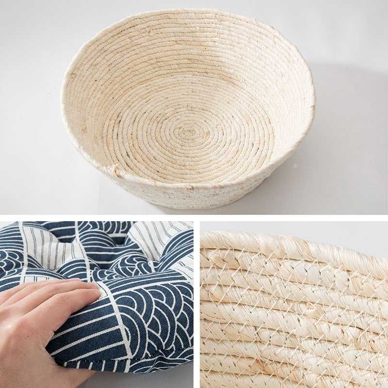 Dailypets Woven Sisal Cat Bed – Japanese Style Basket Lounger