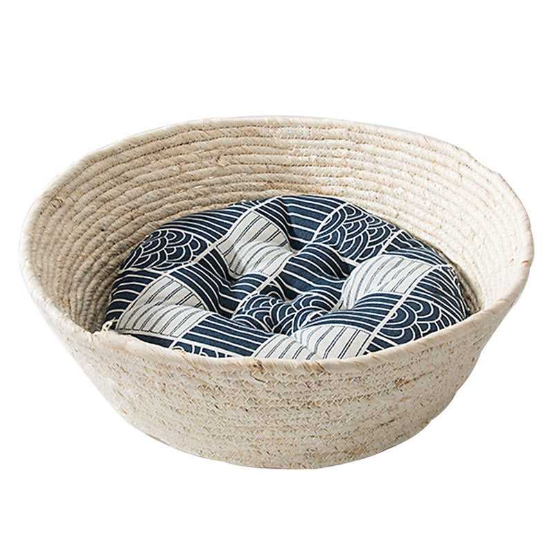 Dailypets Woven Sisal Cat Bed – Japanese Style Basket Lounger