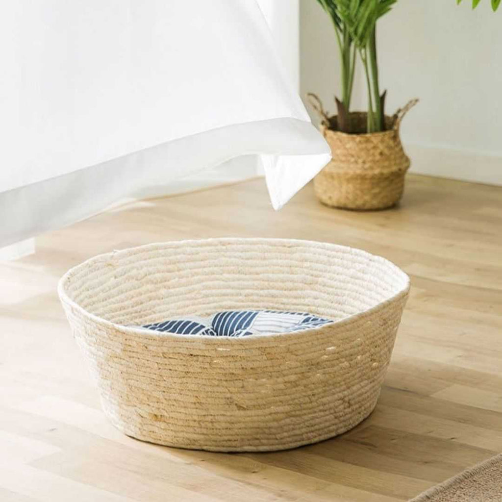 Dailypets Woven Sisal Cat Bed – Japanese Style Basket Lounger