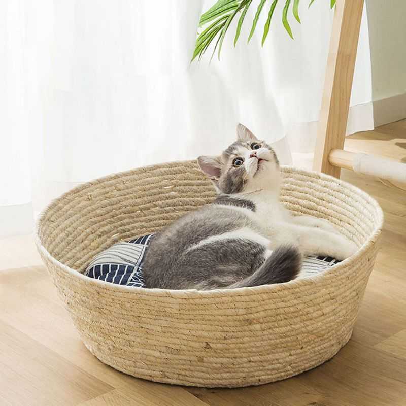 Dailypets Woven Sisal Cat Bed – Japanese Style Basket Lounger