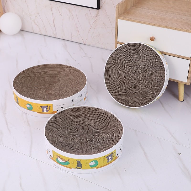 Dailypets Round Cat Scratcher Bed – Corrugated Cardboard Lounge for Scratching and Rest