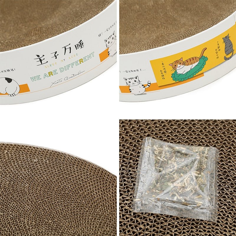Dailypets Round Cat Scratcher Bed – Corrugated Cardboard Lounge for Scratching and Rest