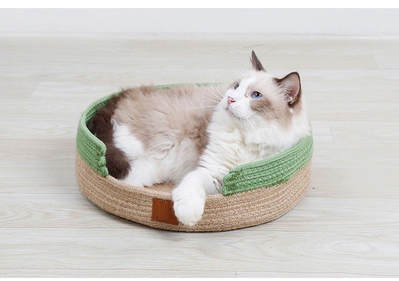 Dailypets Handmade Cat Bed – Japanese Style Cotton Rope Lounge for Indoor Cats