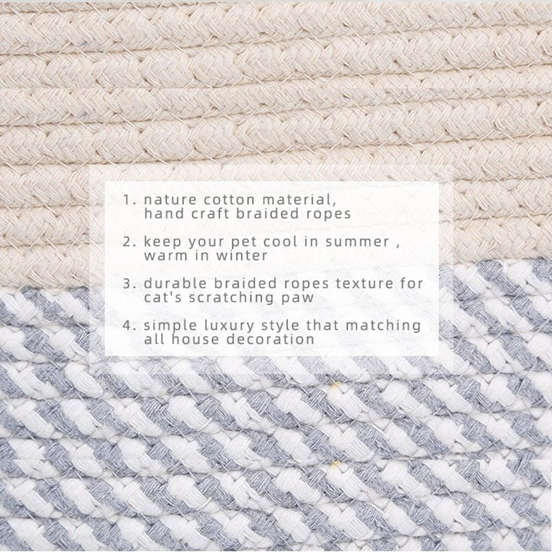 Dailypets Handmade Cat Bed – Japanese Style Cotton Rope Lounge for Indoor Cats