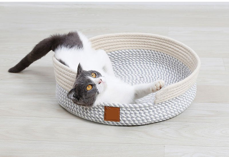 Dailypets Handmade Cat Bed – Japanese Style Cotton Rope Lounge for Indoor Cats