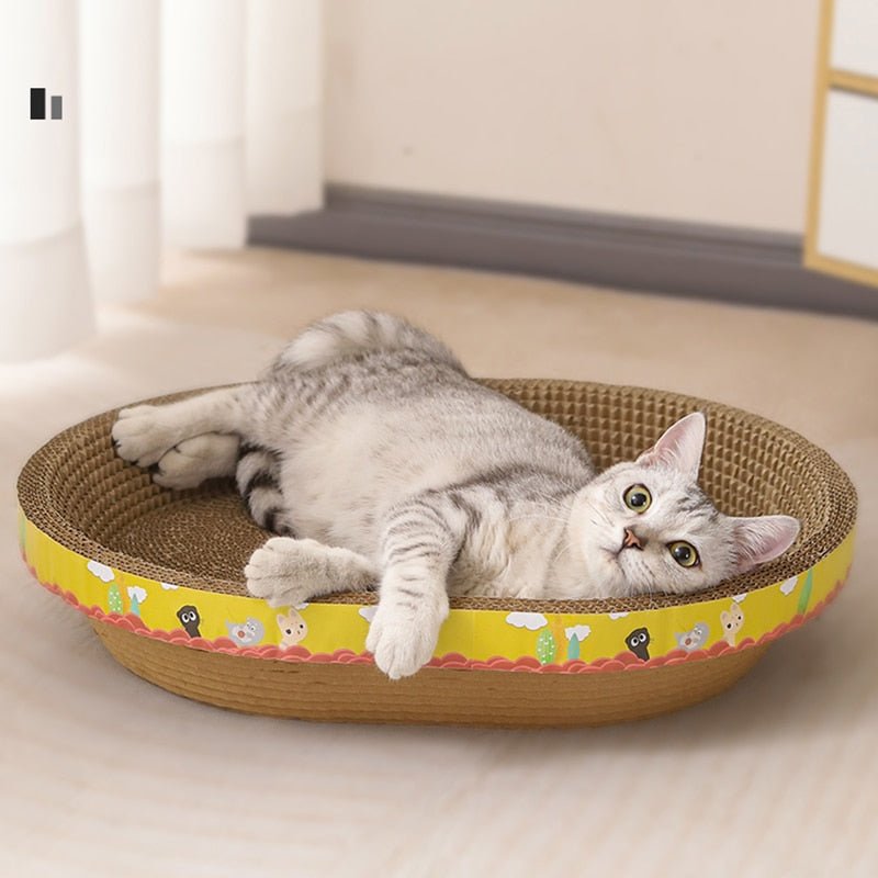 Dailypets Cat Scratcher Lounger, Cartoon Cardboard Bed for Indoor Cats
