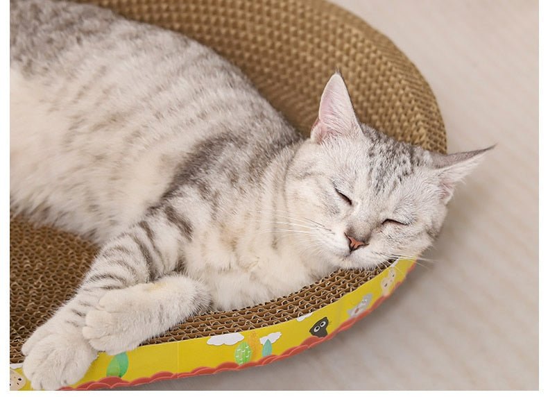 Dailypets Cat Scratcher Lounger, Cartoon Cardboard Bed for Indoor Cats
