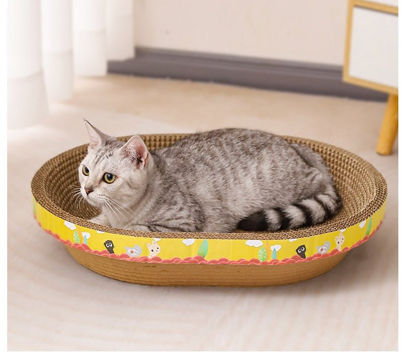 Dailypets Cat Scratcher Lounger, Cartoon Cardboard Bed for Indoor Cats