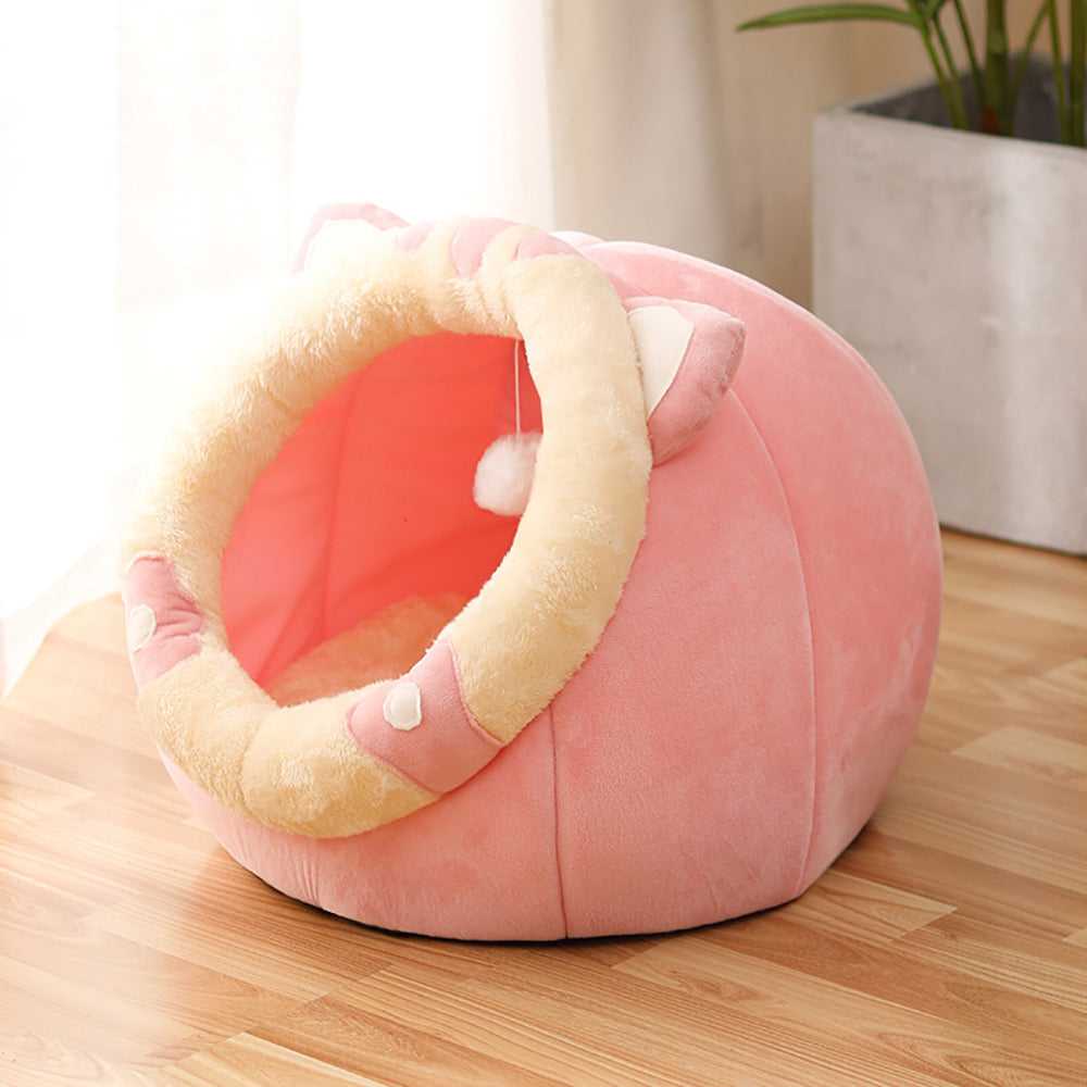 Dailypets Plush Cat Cave Bed with Warm Cushioned Interior