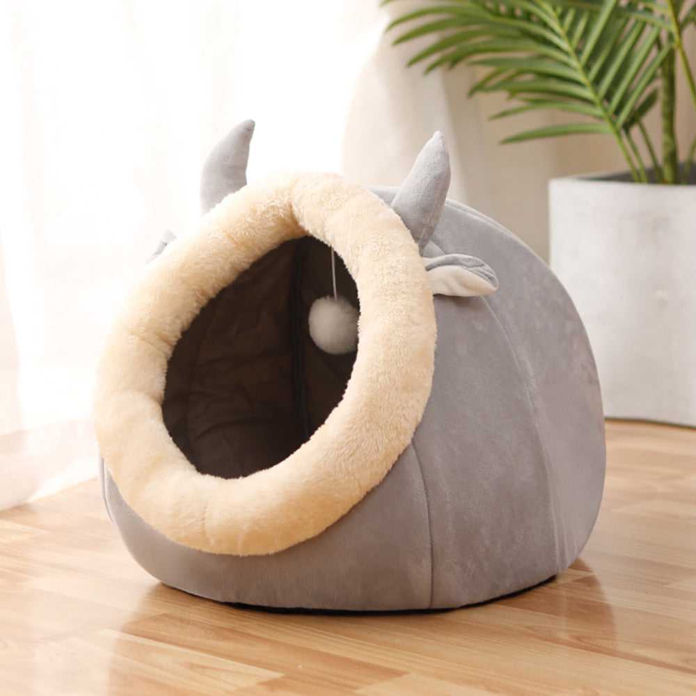 Dailypets Plush Cat Cave Bed with Warm Cushioned Interior
