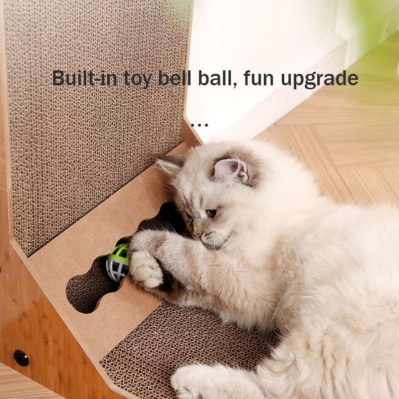 Dailypets L-Shaped Cat Scratch Board – Vertical Scratcher with Rolling Ball Toy
