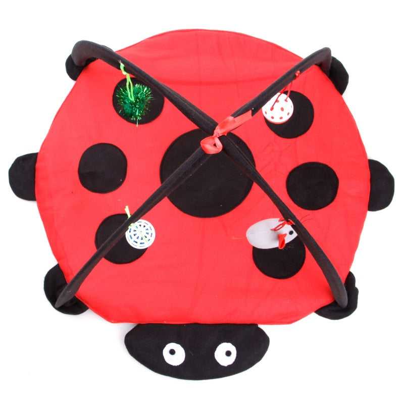 Dailypets Fleece Cat Tent – Ladybug Cat Bed with 4 Play Toys