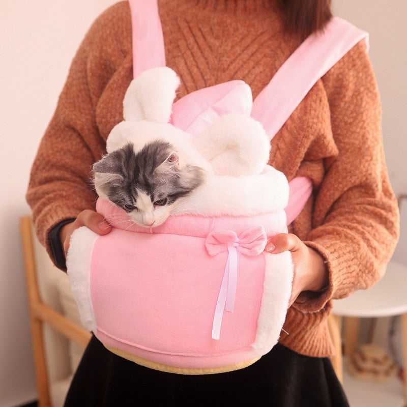 Dailypets Fleece Cat Carrier, Warm Travel Bag with Soft Interior