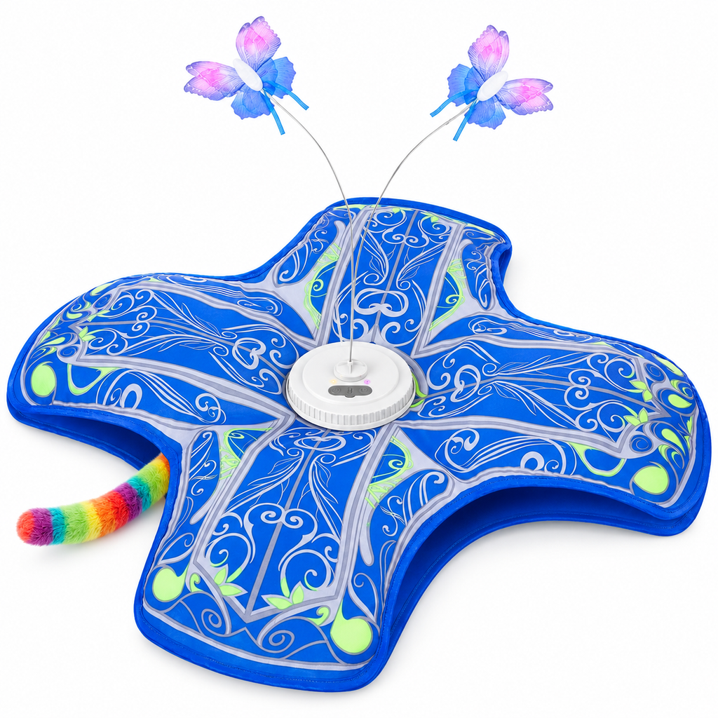 POUPIPETS Interactive Cat Toy – 3-in-1 Automatic Tunnel with Butterfly & Spinning Tail